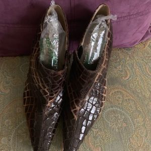 Brown genuine leather booties